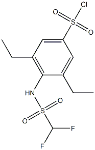 4-(difluoromethanesulfonamido)-3,5-diethylbenzene-1-sulfonyl chloride Struktur