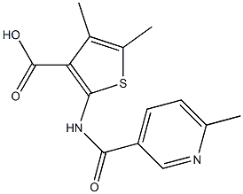 4,5-dimethyl-2-{[(6-methylpyridin-3-yl)carbonyl]amino}thiophene-3-carboxylic acid Struktur