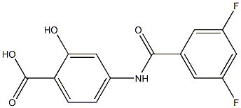 4-[(3,5-difluorobenzene)amido]-2-hydroxybenzoic acid Struktur