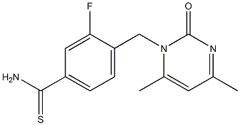 4-[(4,6-dimethyl-2-oxopyrimidin-1(2H)-yl)methyl]-3-fluorobenzenecarbothioamide Struktur