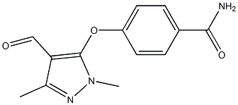 4-[(4-formyl-1,3-dimethyl-1H-pyrazol-5-yl)oxy]benzamide Struktur