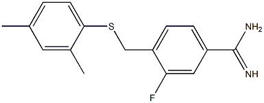 4-{[(2,4-dimethylphenyl)sulfanyl]methyl}-3-fluorobenzene-1-carboximidamide Struktur