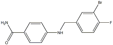 4-{[(3-bromo-4-fluorophenyl)methyl]amino}benzamide Struktur