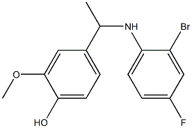 4-{1-[(2-bromo-4-fluorophenyl)amino]ethyl}-2-methoxyphenol Struktur