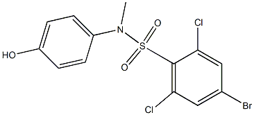 4-bromo-2,6-dichloro-N-(4-hydroxyphenyl)-N-methylbenzene-1-sulfonamide Struktur