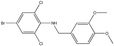 4-bromo-2,6-dichloro-N-[(3,4-dimethoxyphenyl)methyl]aniline Struktur