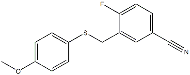 4-fluoro-3-{[(4-methoxyphenyl)sulfanyl]methyl}benzonitrile Struktur