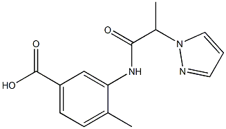 4-methyl-3-[2-(1H-pyrazol-1-yl)propanamido]benzoic acid Struktur