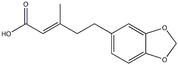 5-(2H-1,3-benzodioxol-5-yl)-3-methylpent-2-enoic acid Struktur