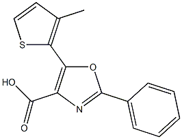 5-(3-methylthiophen-2-yl)-2-phenyl-1,3-oxazole-4-carboxylic acid Struktur