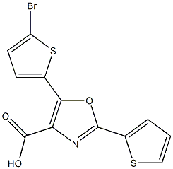 5-(5-bromothiophen-2-yl)-2-(thiophen-2-yl)-1,3-oxazole-4-carboxylic acid Struktur