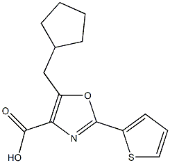 5-(cyclopentylmethyl)-2-(thiophen-2-yl)-1,3-oxazole-4-carboxylic acid Struktur