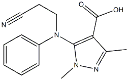 5-[(2-cyanoethyl)(phenyl)amino]-1,3-dimethyl-1H-pyrazole-4-carboxylic acid Struktur