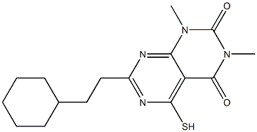 7-(2-cyclohexylethyl)-5-mercapto-1,3-dimethylpyrimido[4,5-d]pyrimidine-2,4(1H,3H)-dione Struktur