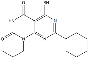 7-cyclohexyl-1-isobutyl-5-mercaptopyrimido[4,5-d]pyrimidine-2,4(1H,3H)-dione Struktur