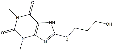 8-[(3-hydroxypropyl)amino]-1,3-dimethyl-2,3,6,7-tetrahydro-1H-purine-2,6-dione Struktur