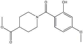 methyl 1-[(2-hydroxy-4-methoxyphenyl)carbonyl]piperidine-4-carboxylate Struktur