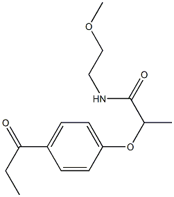 N-(2-methoxyethyl)-2-(4-propanoylphenoxy)propanamide Struktur