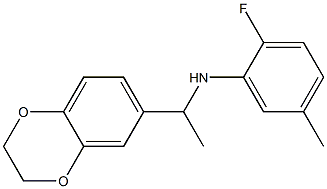 N-[1-(2,3-dihydro-1,4-benzodioxin-6-yl)ethyl]-2-fluoro-5-methylaniline Struktur