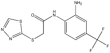 N-[2-amino-4-(trifluoromethyl)phenyl]-2-(1,3,4-thiadiazol-2-ylsulfanyl)acetamide Struktur