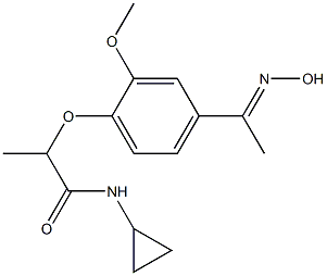 N-cyclopropyl-2-{4-[1-(hydroxyimino)ethyl]-2-methoxyphenoxy}propanamide Struktur