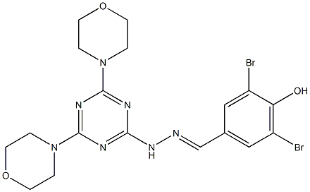 3,5-dibromo-4-hydroxybenzaldehyde [4,6-di(4-morpholinyl)-1,3,5-triazin-2-yl]hydrazone Struktur