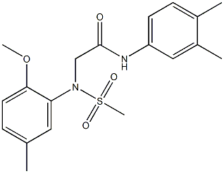 N-(3,4-dimethylphenyl)-2-[2-methoxy-5-methyl(methylsulfonyl)anilino]acetamide Struktur