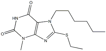 8-(ethylsulfanyl)-7-hexyl-3-methyl-3,7-dihydro-1H-purine-2,6-dione Struktur