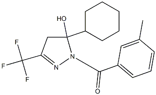 5-cyclohexyl-1-(3-methylbenzoyl)-3-(trifluoromethyl)-4,5-dihydro-1H-pyrazol-5-ol Struktur