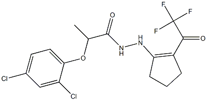 2-(2,4-dichlorophenoxy)-N'-[2-(trifluoroacetyl)-1-cyclopenten-1-yl]propanohydrazide Struktur