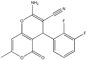 2-amino-4-(2,3-difluorophenyl)-7-methyl-5-oxo-4H,5H-pyrano[4,3-b]pyran-3-carbonitrile Struktur