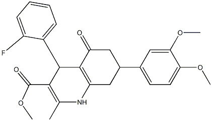 methyl 7-(3,4-dimethoxyphenyl)-4-(2-fluorophenyl)-2-methyl-5-oxo-1,4,5,6,7,8-hexahydro-3-quinolinecarboxylate Struktur