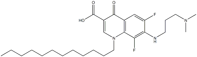 7-{[3-(dimethylamino)propyl]amino}-1-dodecyl-6,8-difluoro-4-oxo-1,4-dihydro-3-quinolinecarboxylic acid Struktur