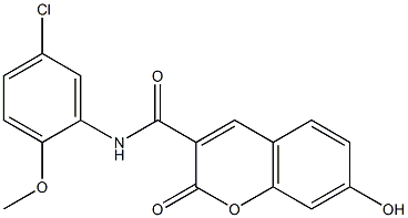 N-(5-chloro-2-methoxyphenyl)-7-hydroxy-2-oxo-2H-chromene-3-carboxamide Struktur