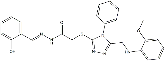 N'-(2-hydroxybenzylidene)-2-({5-[(2-methoxyanilino)methyl]-4-phenyl-4H-1,2,4-triazol-3-yl}sulfanyl)acetohydrazide Struktur