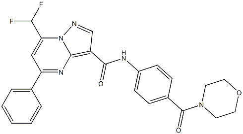 7-(difluoromethyl)-N-[4-(4-morpholinylcarbonyl)phenyl]-5-phenylpyrazolo[1,5-a]pyrimidine-3-carboxamide Struktur