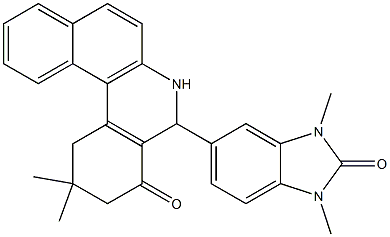 5-(1,3-dimethyl-2-oxo-2,3-dihydro-1H-benzimidazol-5-yl)-2,2-dimethyl-2,3,5,6-tetrahydrobenzo[a]phenanthridin-4(1H)-one Struktur