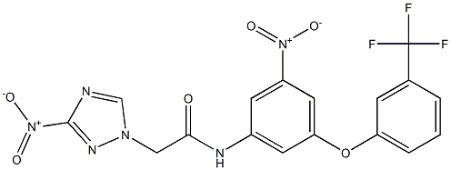 2-{3-nitro-1H-1,2,4-triazol-1-yl}-N-{3-nitro-5-[3-(trifluoromethyl)phenoxy]phenyl}acetamide Struktur