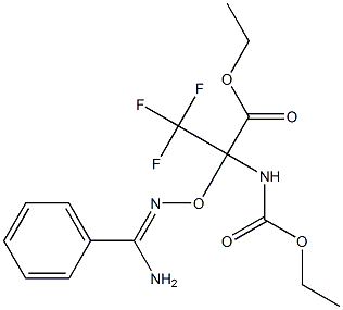 ethyl 2-({[amino(phenyl)methylene]amino}oxy)-2-[(ethoxycarbonyl)amino]-3,3,3-trifluoropropanoate Struktur