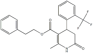 2-phenylethyl 2-methyl-6-oxo-4-[2-(trifluoromethyl)phenyl]-1,4,5,6-tetrahydro-3-pyridinecarboxylate Struktur