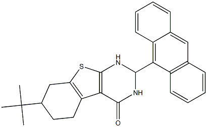 2-(9-anthryl)-7-tert-butyl-2,3,5,6,7,8-hexahydro[1]benzothieno[2,3-d]pyrimidin-4(1H)-one Struktur