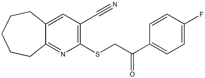 2-{[2-(4-fluorophenyl)-2-oxoethyl]sulfanyl}-6,7,8,9-tetrahydro-5H-cyclohepta[b]pyridine-3-carbonitrile Struktur