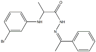 2-(3-bromoanilino)-N'-(1-phenylethylidene)propanohydrazide Struktur