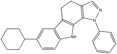 7-cyclohexyl-1-phenyl-1,4,5,10-tetrahydropyrazolo[3,4-a]carbazole Struktur