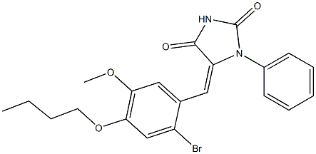 5-(2-bromo-4-butoxy-5-methoxybenzylidene)-1-phenyl-2,4-imidazolidinedione Struktur