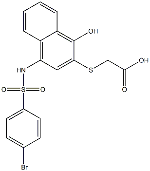 [(4-{[(4-bromophenyl)sulfonyl]amino}-1-hydroxy-2-naphthyl)sulfanyl]acetic acid Struktur