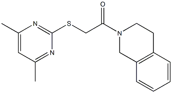 2-{[(4,6-dimethyl-2-pyrimidinyl)sulfanyl]acetyl}-1,2,3,4-tetrahydroisoquinoline Struktur