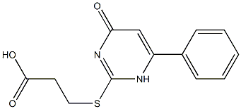 3-[(4-oxo-6-phenyl-1,4-dihydropyrimidin-2-yl)sulfanyl]propanoic acid Struktur