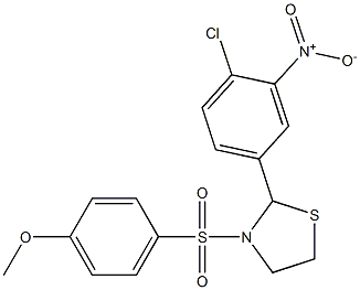 2-{4-chloro-3-nitrophenyl}-3-[(4-methoxyphenyl)sulfonyl]-1,3-thiazolidine Struktur