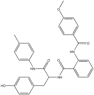 N-[1-(4-hydroxybenzyl)-2-oxo-2-(4-toluidino)ethyl]-2-[(4-methoxybenzoyl)amino]benzamide Struktur